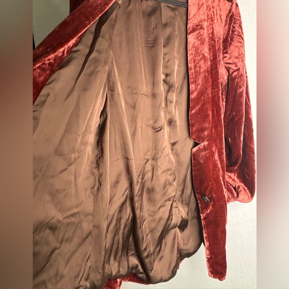 Free people burnt orange rust crush velvet woman's one button jacket sz MED - Picture 11 of 13